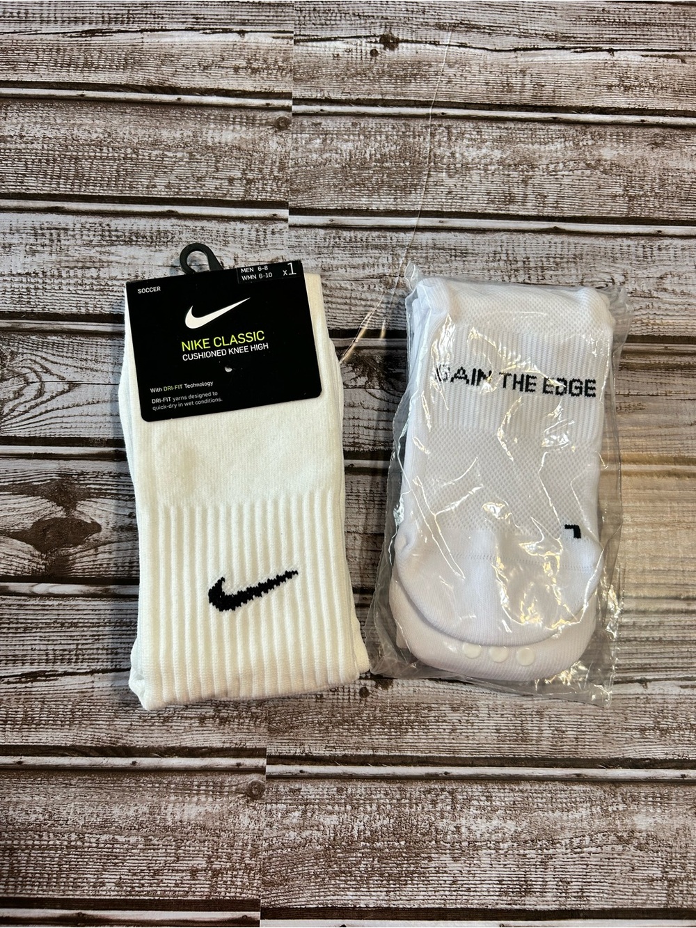 Nike White soccer Socks with gain the edge grip sock